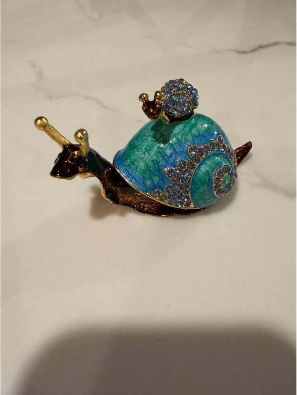 Jeweled Enameled Snail Trinket Box